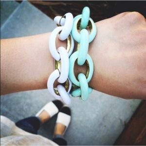 Mint Green w/Gold Enamel Link Bracelet